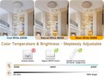 Foyer Chandeliers for High Ceilings, 7-Ring, 158", Luxury Modern Large Crystal H... - Image 8