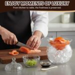 Hushee 2 Set Caviar Serving Set Glass Chiller Server Dish with 8 Mother of Pearl... - Image 5