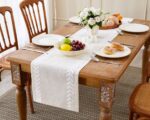 Wracra Embroidered Table Runner Irregular Willow Leaf Table Runners 72 Inches Lo... - Image 4