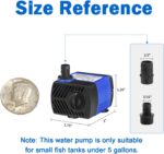 AQUANEAT Small Fountain Pump, 80 GPH Mini Submersible Water Pump with 3.3 ft Tub... - Image 3