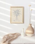 VIYYIEA Blue Floral Botanical Sketch Wooden Framed Wall Art, Minimalist Line Art... - Image 6