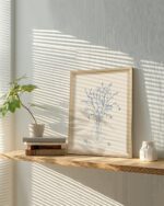 VIYYIEA Blue Floral Botanical Sketch Wooden Framed Wall Art, Minimalist Line Art... - Image 7
