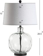 JONATHAN Y 26.5" Clear Glass and Black Metal LED Table Lamp, Transitional Farmho... - Image 4
