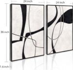 100% Hand-Painted Thick Texture Abstract Wall Art, 2-Piece Set Modern Black and ... - Image 10