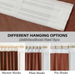 Timeper Burnt Orange Pleat Back Tab Velvet Curtains W52 x L84 inches 2 Panels, R... - Image 4