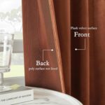 Timeper Burnt Orange Pleat Back Tab Velvet Curtains W52 x L84 inches 2 Panels, R... - Image 7