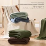 Blue Throw Blanket, Knit Throw Blanket for Couch, Soft Cozy Stretchy Reversible ... - Image 5
