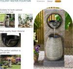 YOLENY Tall Outdoor Fountain with LED Lights, 39.7'' H Water Fountain Modern, Ou... - Image 3