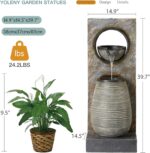 YOLENY Tall Outdoor Fountain with LED Lights, 39.7'' H Water Fountain Modern, Ou... - Image 5