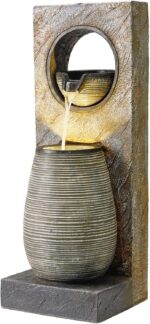 YOLENY Tall Outdoor Fountain with LED Lights, 39.7'' H Water Fountain Modern, Ou... - Image 8