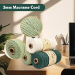 Pack of 3 Macrame Yarn, 3 mm x 100 m, Cotton Yarn, Cotton Cord, DIY Crafts, Cott... - Image 4