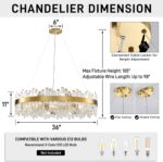 36-Inch Gold Modern Crystal Chandelier, 18 Lights, Large Round 2-Tier K9 Crystal... - Image 6