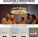 36-Inch Gold Modern Crystal Chandelier, 18 Lights, Large Round 2-Tier K9 Crystal... - Image 7