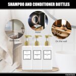 White With Gold Pump Shampoo Bottles Set of 3, 500ml Refillable Shower Dispenser... - Image 8