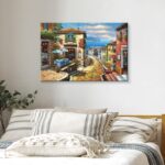 UTOP-art Coastal Cityscape Oil Painting Artwork: Italian Town Canvas Wall Art Me... - Image 4