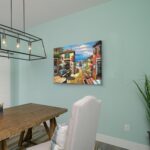 UTOP-art Coastal Cityscape Oil Painting Artwork: Italian Town Canvas Wall Art Me... - Image 5