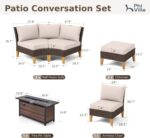 PHI VILLA 6-Piece Wicker Patio Furniture Set with Fire Pit Table, Outdoor Half-M... - Image 3