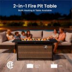 PHI VILLA 6-Piece Wicker Patio Furniture Set with Fire Pit Table, Outdoor Half-M... - Image 4