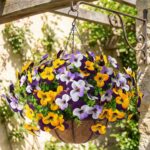 2 Set Artificial Outdoor Pansy Flowers with Hanging Baskets, 2 Hanging Baskets w... - Image 5