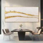 VAYIMDH White and Gold Oil Painting Wall Art Abstract Wall Decor Line Hanging Ar... - Image 3