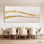 VAYIMDH White and Gold Oil Painting Wall Art Abstract Wall Decor Line Hanging Ar... - Image 5