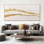 VAYIMDH White and Gold Oil Painting Wall Art Abstract Wall Decor Line Hanging Ar... - Image 6