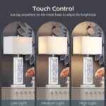 Modern Table Lamp Set of 2 Touch Control, Silver Mirror Big Diamond Crystal Beds... - Image 3