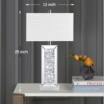 Modern Table Lamp Set of 2 Touch Control, Silver Mirror Big Diamond Crystal Beds... - Image 5