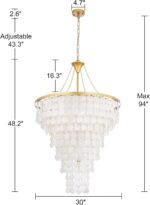 Wellmet Coastal Capiz Shell Chandelier, 9 Lights Beach Light Fixture, Sea Shell ... - Image 3