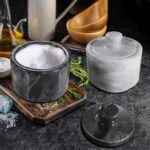 Natural Marble Spice Jar Set of 2 with Lids, 3.2 in, Unique Veining, Airtight Se... - Image 3