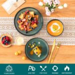 vancasso Starry 12 Pieces Dinnerware Sets for 4, Green Reactive Glaze Dishes Set... - Image 4