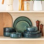 vancasso Starry 12 Pieces Dinnerware Sets for 4, Green Reactive Glaze Dishes Set... - Image 9