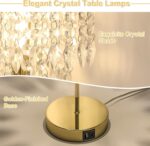 Boncoo Crystal Table Lamp Set of 2, 3-Way Dimmable Nightstand Lamp with 2 USB Ch... - Image 3