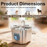 Homtyler Luxury Automatic Cat Water Fountain for Pets, 2.2L/74oz Stainless Steel... - Image 4