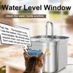 Homtyler Luxury Automatic Cat Water Fountain for Pets, 2.2L/74oz Stainless Steel... - Image 8