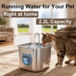 Homtyler Luxury Automatic Cat Water Fountain for Pets, 2.2L/74oz Stainless Steel... - Image 9