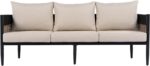 SAFAVIEH Outdoor Collection Harrison Black & Taupe Curved Back 3-Seater Sofa - Image 4