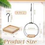 Geelin 4 Pack Plant Hanger with Wood Base Hanging Window Planter Boho Macrame Ha... - Image 3