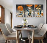 3 Pcs Bright Style Canvas wall Art Golden Deer Luxury Foil Lines Paintings Pictu... - Image 4