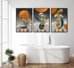 3 Pcs Bright Style Canvas wall Art Golden Deer Luxury Foil Lines Paintings Pictu... - Image 6