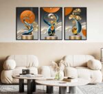 3 Pcs Bright Style Canvas wall Art Golden Deer Luxury Foil Lines Paintings Pictu... - Image 8