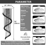 D24'' x H78'' Modern Crystal Chandelier for Foyer Glam Chandelier High Ceiling C... - Image 4