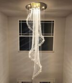 D24'' x H78'' Modern Crystal Chandelier for Foyer Glam Chandelier High Ceiling C... - Image 6