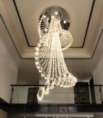 D24'' x H78'' Modern Crystal Chandelier for Foyer Glam Chandelier High Ceiling C... - Image 7