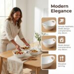 Ceramic Serving Bowls with Handles, Large Salad Bowl Set for Entertaining, Mixin... - Image 3