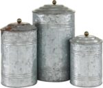 Deco 79 Metal Living Room Decorative Jars Galvanized Ribbed Decorative Container... - Image 3