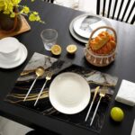 Black White Gold Marble Placemats Set of 6, Washable Heat Resistant Table Mat Li... - Image 5