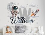 Astronaut Boy Name Wall Decal - Custom Name Vinyl Sticker for Kids Room Decor - ... - Image 3