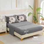 Luxudecor Floral Queen Comforter Set 7 Pieces Bed in a Bag, White Flower Print o... - Image 5