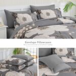 Luxudecor Floral Queen Comforter Set 7 Pieces Bed in a Bag, White Flower Print o... - Image 6